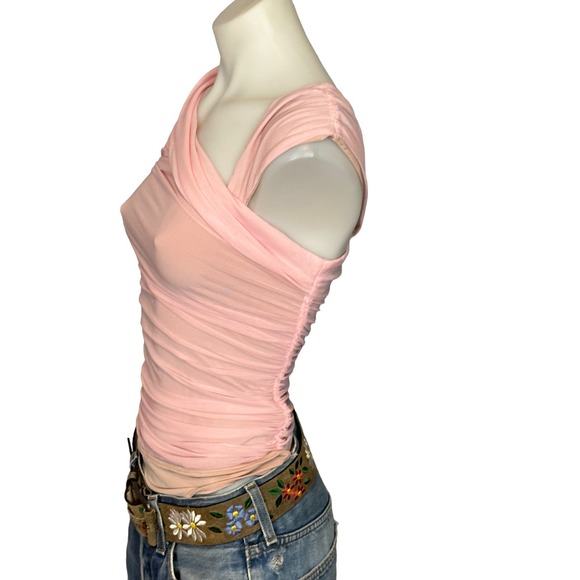 Majorelle Pastel Pink Ruched Bodysuit Size Small One Shoulder Top Asymmetric NEW - Picture 8 of 11